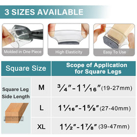 Ansible chair leg protectors square noise reduction suggests quieter movement on hard surfaces.
