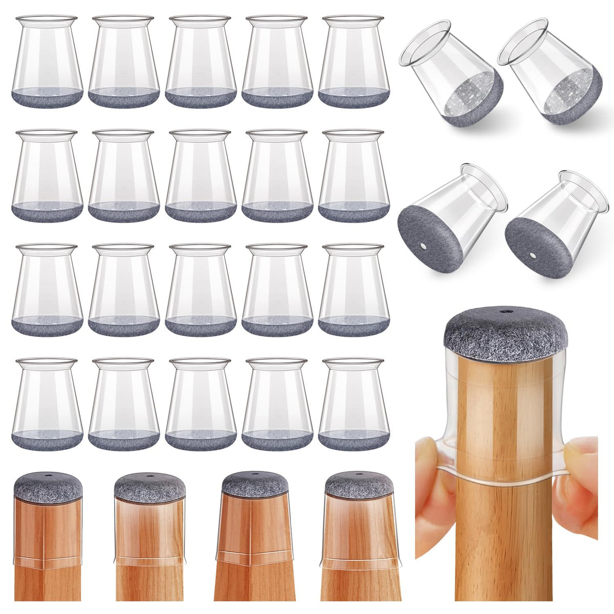 Ansible 24pc package of chair leg protectors guards hardwood floors from scratches.