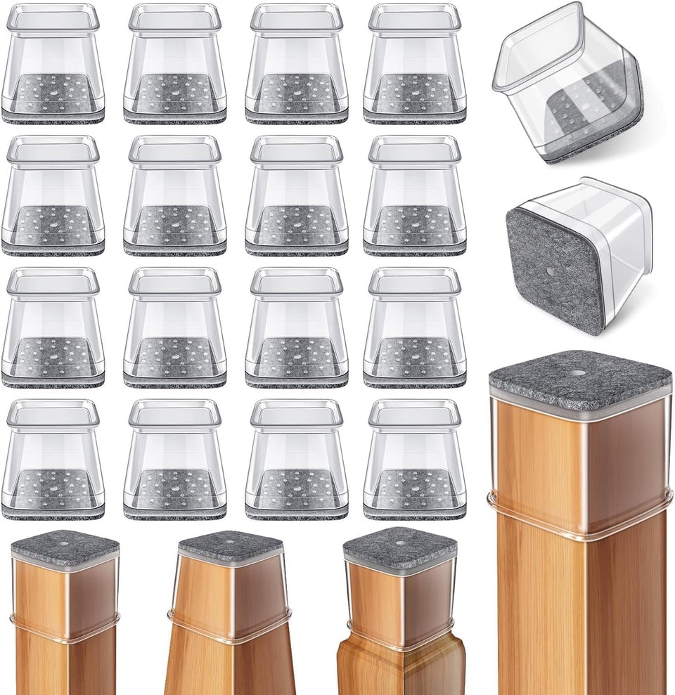 Ansible 24-piece square chair leg protectors fit square legs and shield hardwood floors.