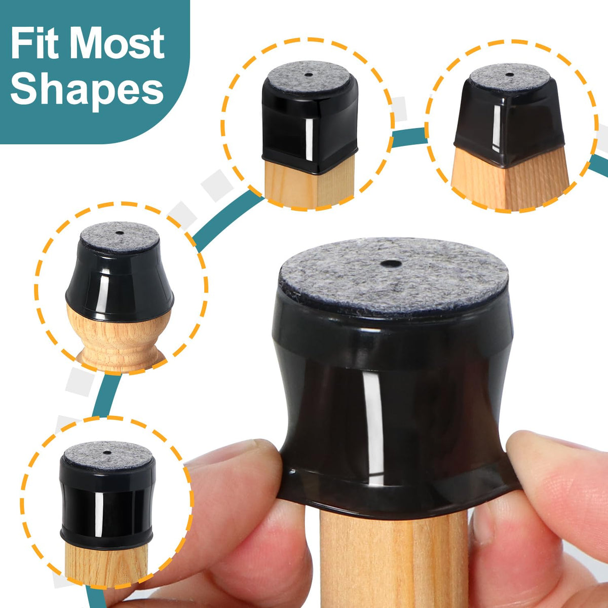 Ansible silicone felt glide cushions reduce chair scraping noise on floors.