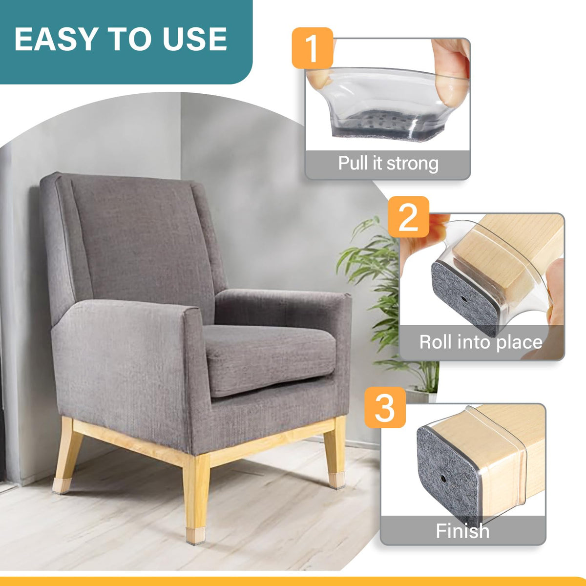 Ansible chair leg protectors reduce noise on hard floors