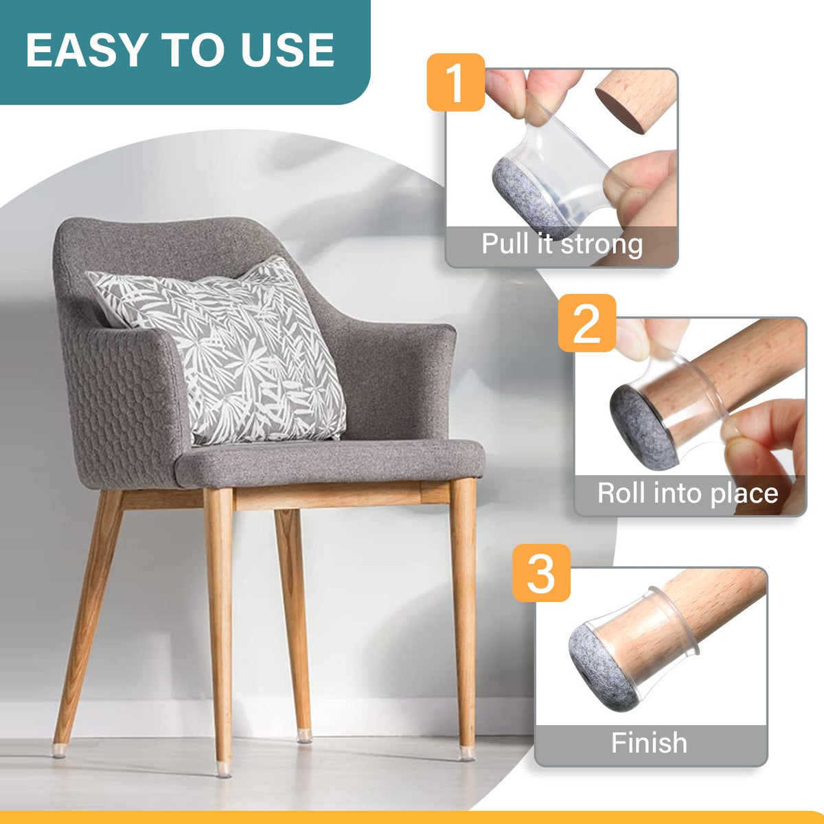 Ansible noise reduction on hardwood floors with smooth chair glide.