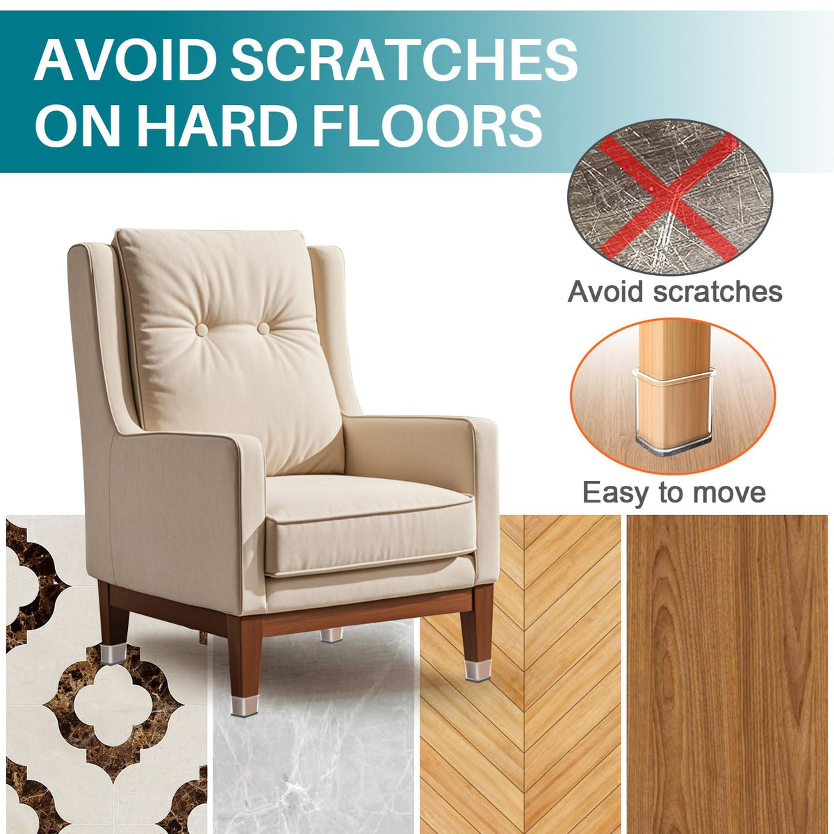 Ansible silicone with felt bottom protects laminate floors from scratches during daily use.