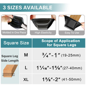 Ansible square chair leg protectors close-up showing integrated silicone and felt