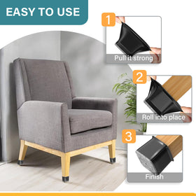 Ansible square chair leg protectors installed on chair feet for floor protection