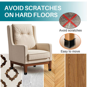 Ansible square chair leg protectors, side view, softly glide to reduce chair noise