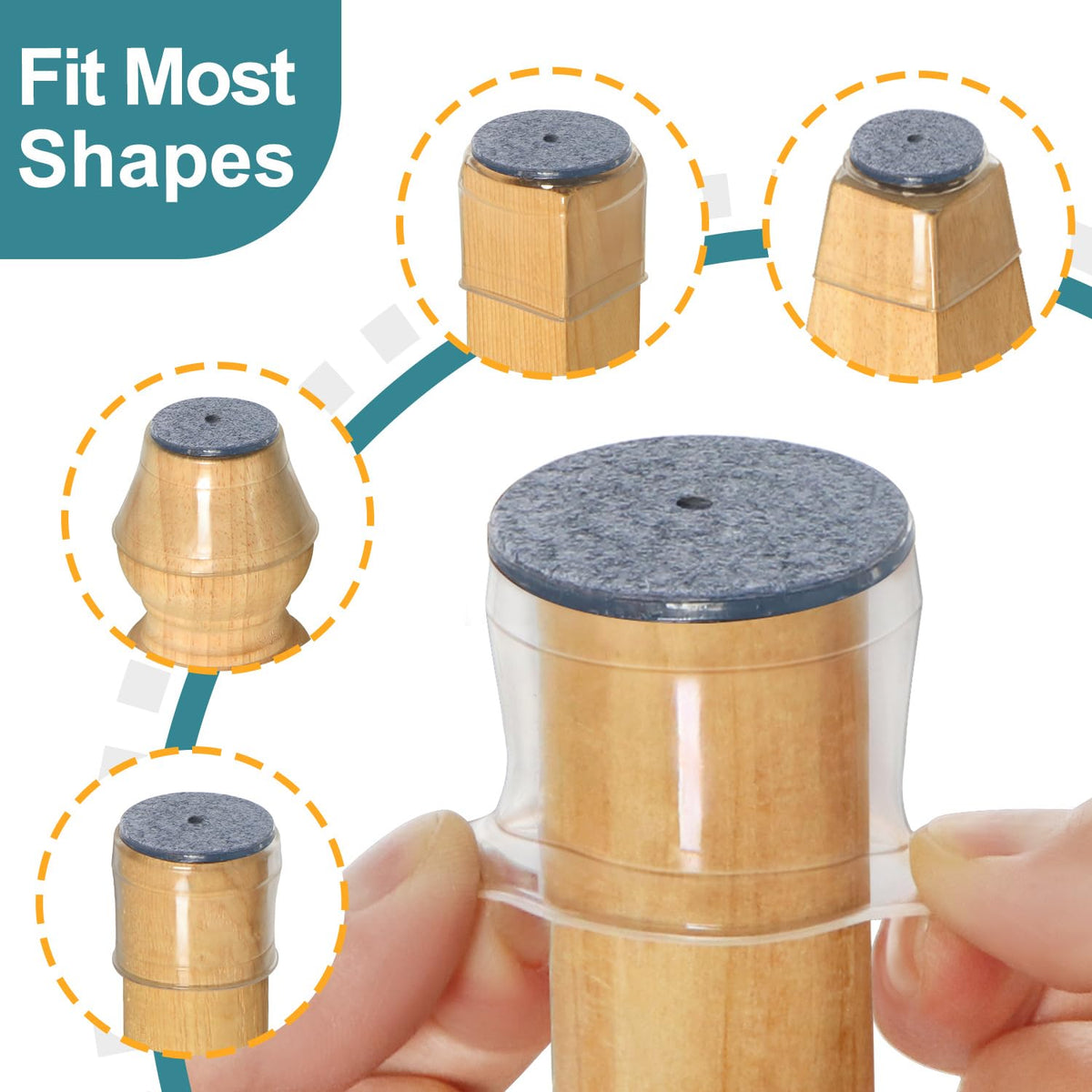 Ansible stretch-fit design easily slips over legs for secure placement.