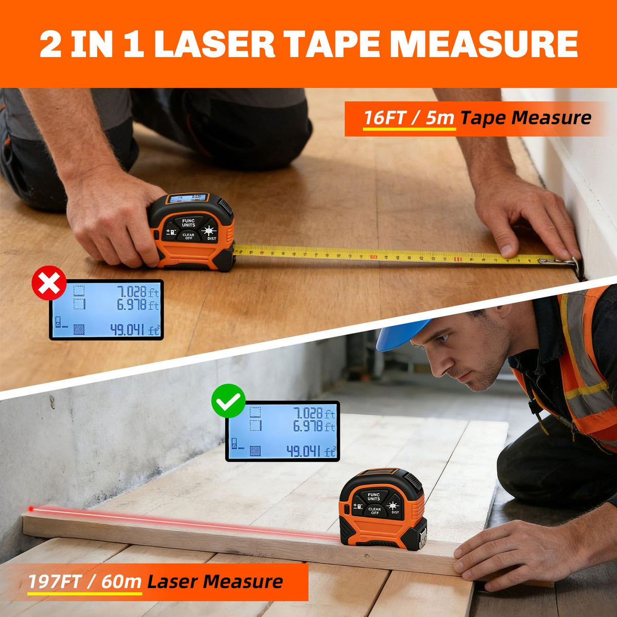 Ansigtny laser distance readout reaches 197 ft for quick site measurements.