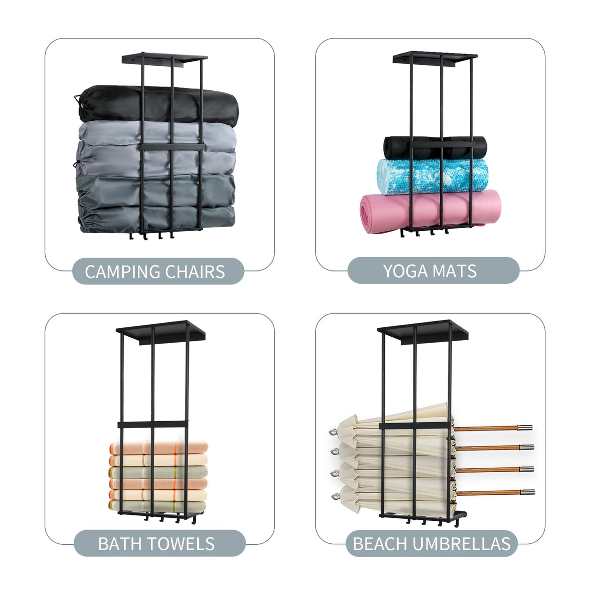 Ansonation large-capacity rack holds multiple camping chairs for easy access