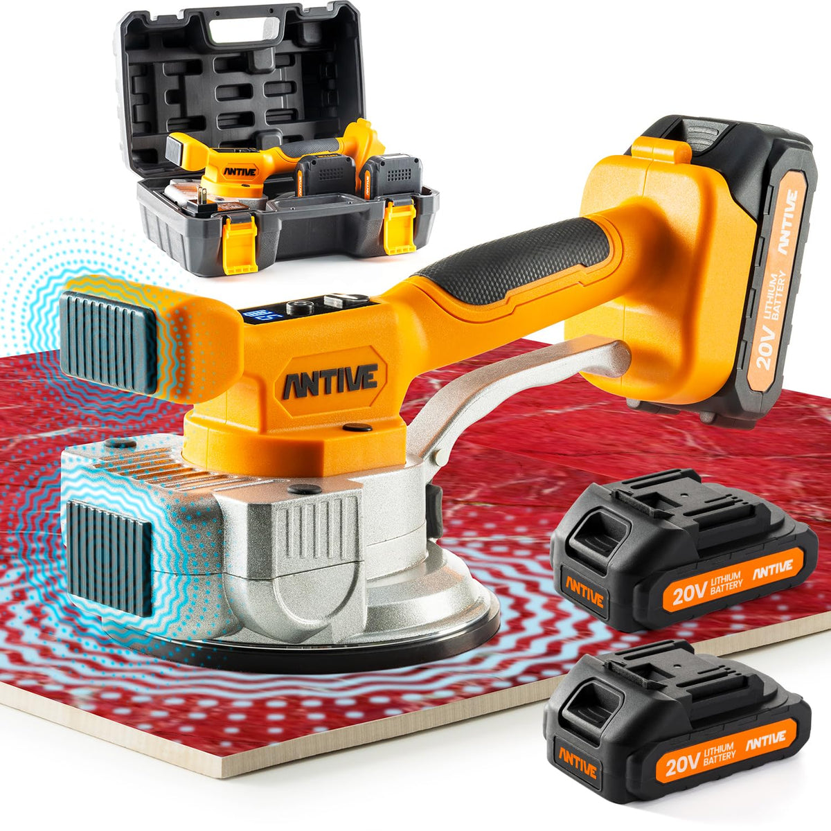 Antive Tile Vibration Tool Kit with dual batteries for precise leveling during floor and wall installations.