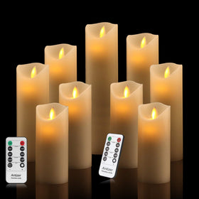 Antizer ivory 4-inch flameless pillar glowing softly on a shelf for safe ambience