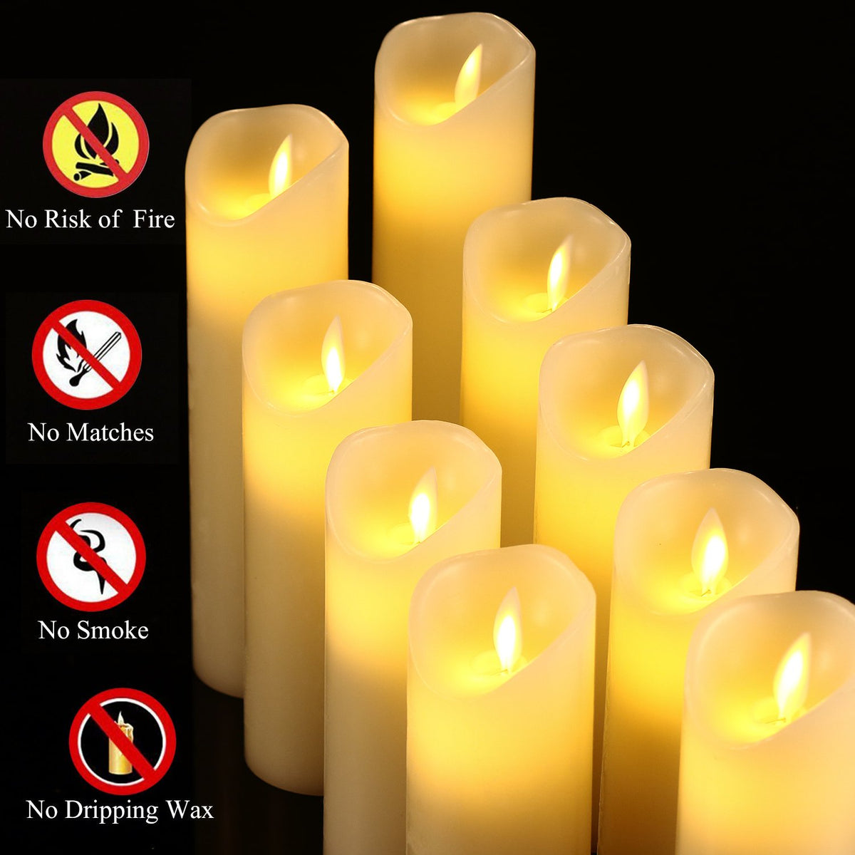 Antizer ivory 7-inch flameless pillar adds height to a centerpiece