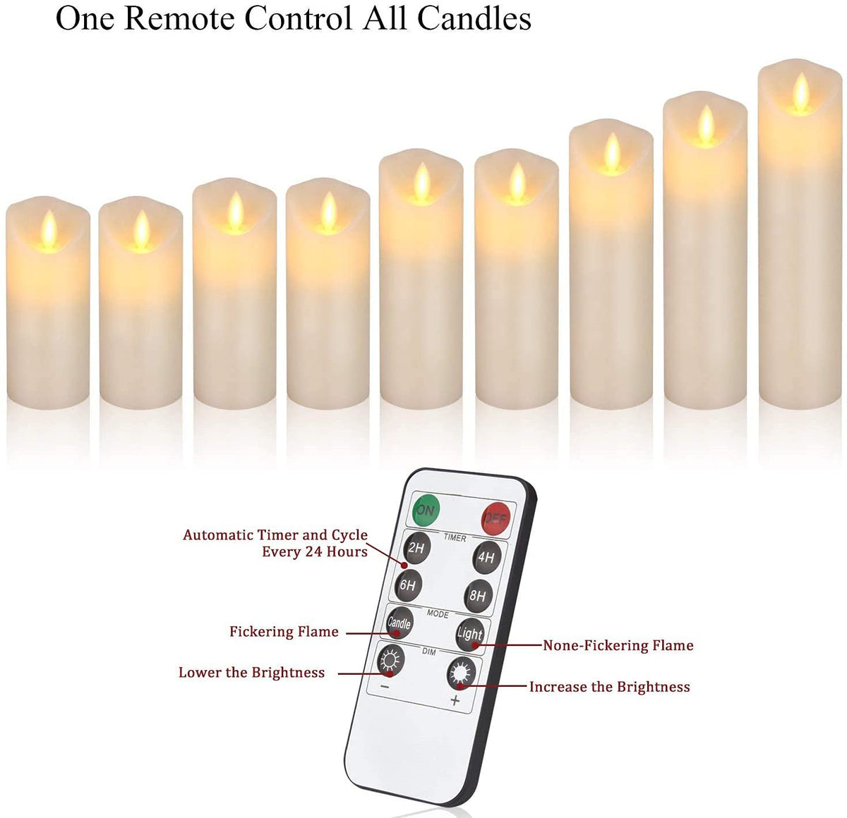 Antizer ivory 9-inch flameless pillar anchors a romantic tablescape