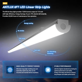 ANTLUX 8ft shop light surface-mount installation with wide, even illumination.