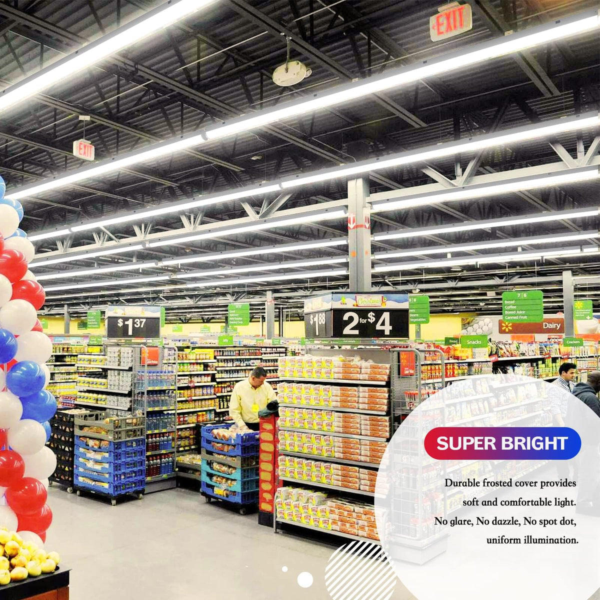 ANTLUX linked fixtures create seamless bright rows in a workshop.