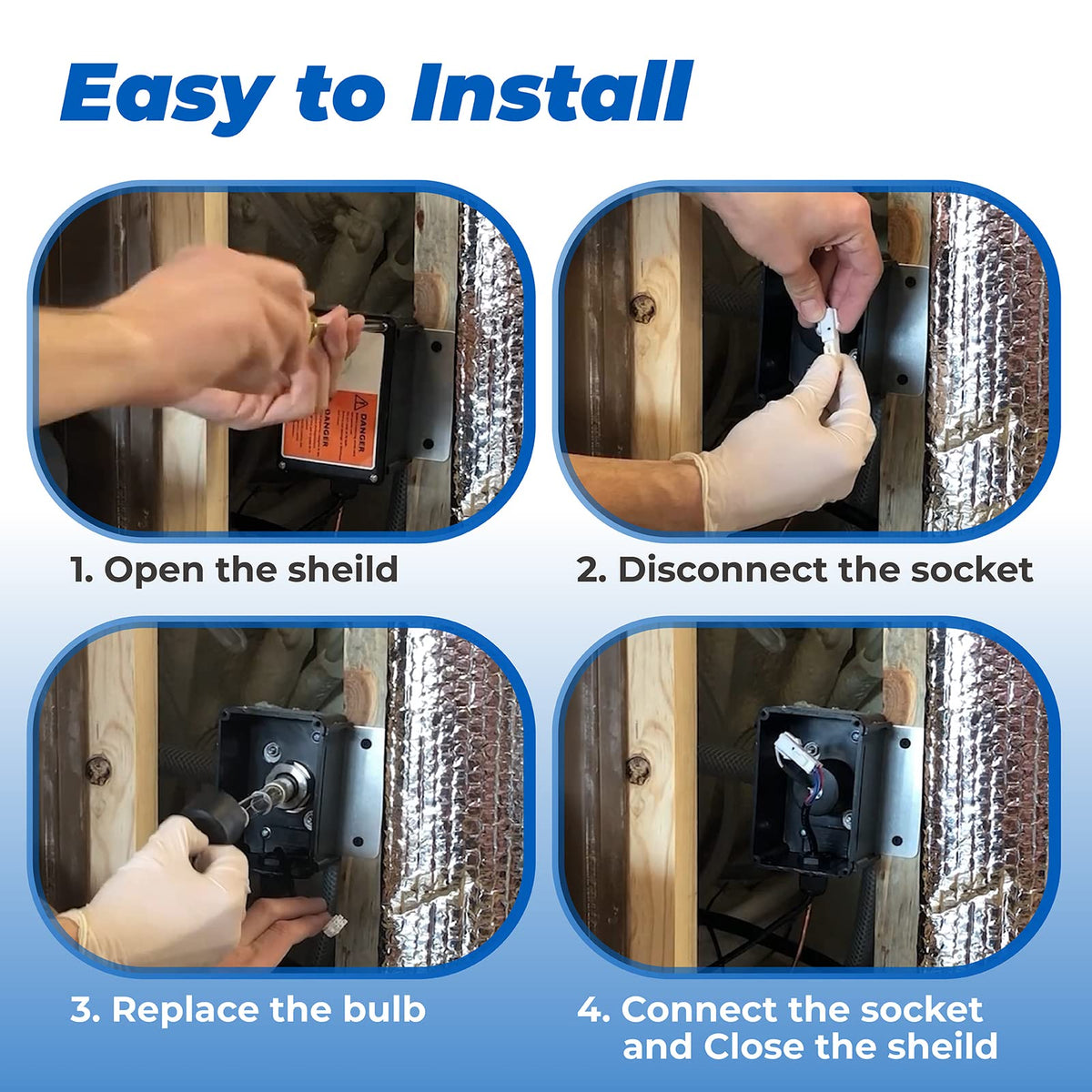 ANTOBLE 6472-841 bulb installation kit demonstrates easy DIY install.