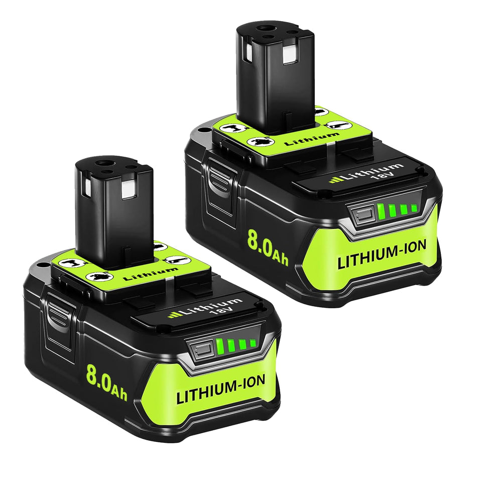 ANTOOLOCKER Ryobi 18V battery front view for versatile tool compatibility.