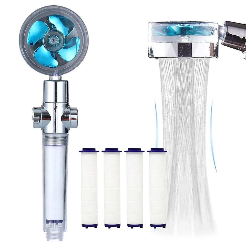 CWPW ANTOWER high pressure showerhead with turbo propeller and 360-degree rotation for flexible rinsing