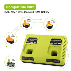 ANTRobut two bay charger powering Ryobi 18V One Plus batteries