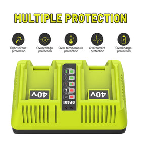ANTRobut OP401 charger compatible with Ryobi 40V batteries like OP4030/4040/4060.