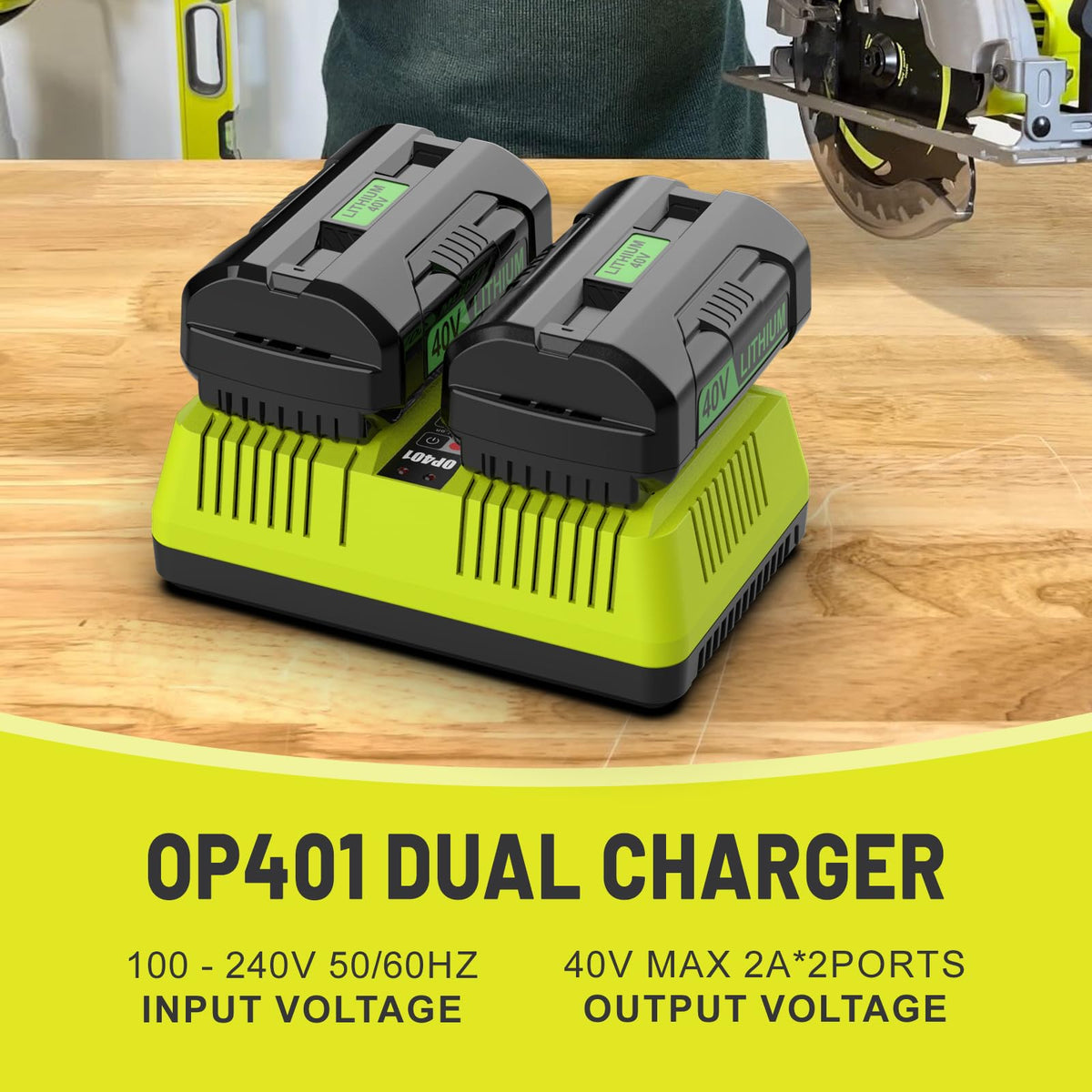 ANTRobut OP401 charger with two ports for simultaneous charging.