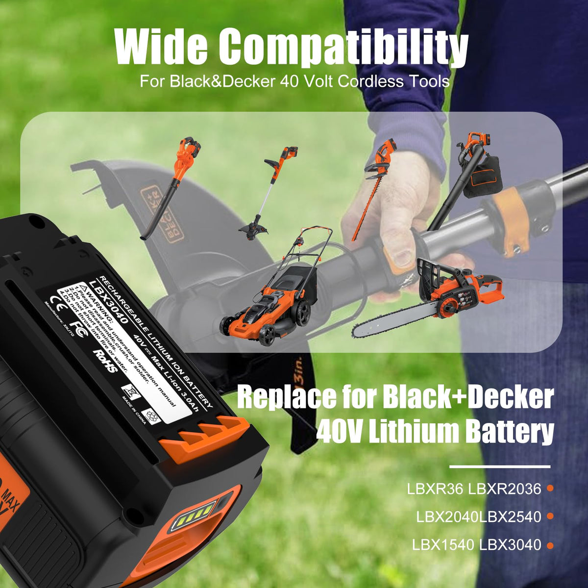 ANTRobut LBXR36 40V battery with tool, lightweight feel and reduced fatigue