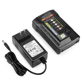 ANTRobut OP404 Ryobi 40V charger front view, compact design for portable charging