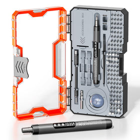 ANVANNA 120-in-1 mini electric screwdriver set case cover shows compact organization for quick repairs.