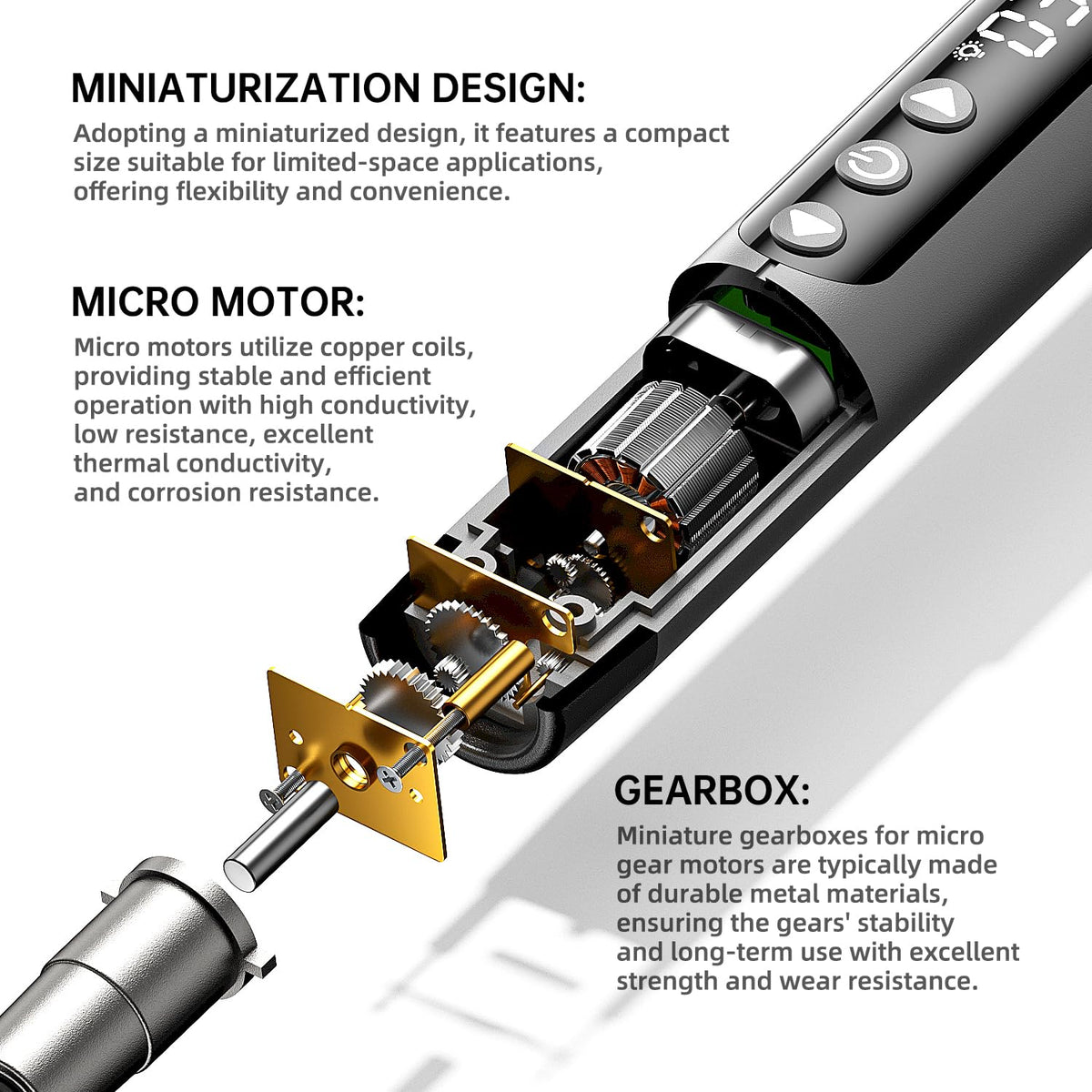 ANVANNA mini electric screwdriver with LED light demonstrates illuminated work area for detail work.