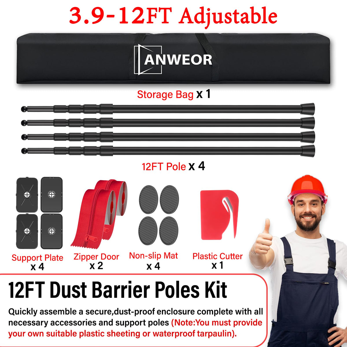 ANWEOR anti-slip base and sponge pad protect floors and ceilings