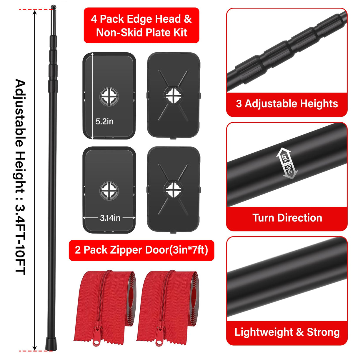 ANWEOR anti-slip sponge pad protects ceiling and stabilizes pole