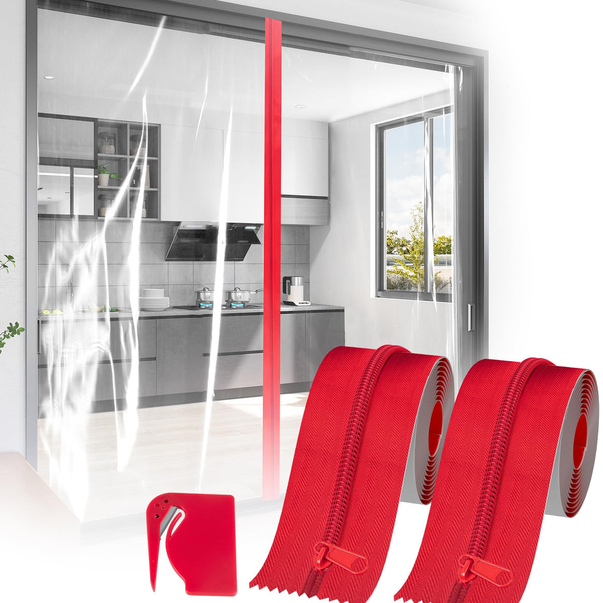 ANWEOR heavy-duty zipper door on a tarp enabling quick access on dusty worksites.
