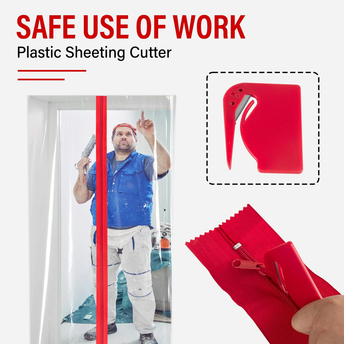 ANWEOR tarp dust barrier door in use provides easy entry for workers