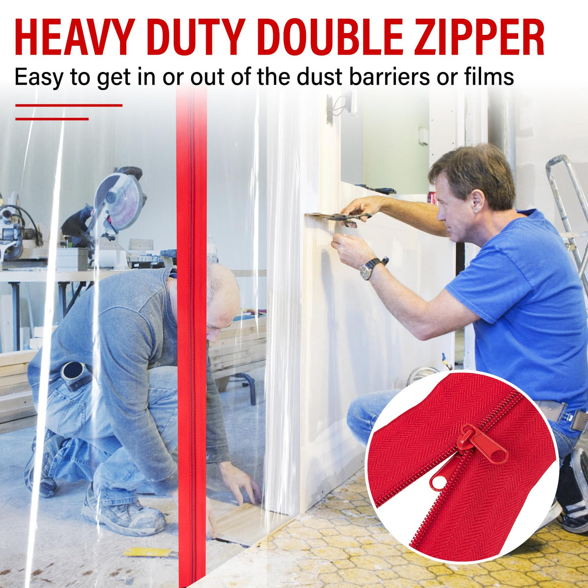 ANWEOR 7ft by 3in zipper doorway used at a construction site.