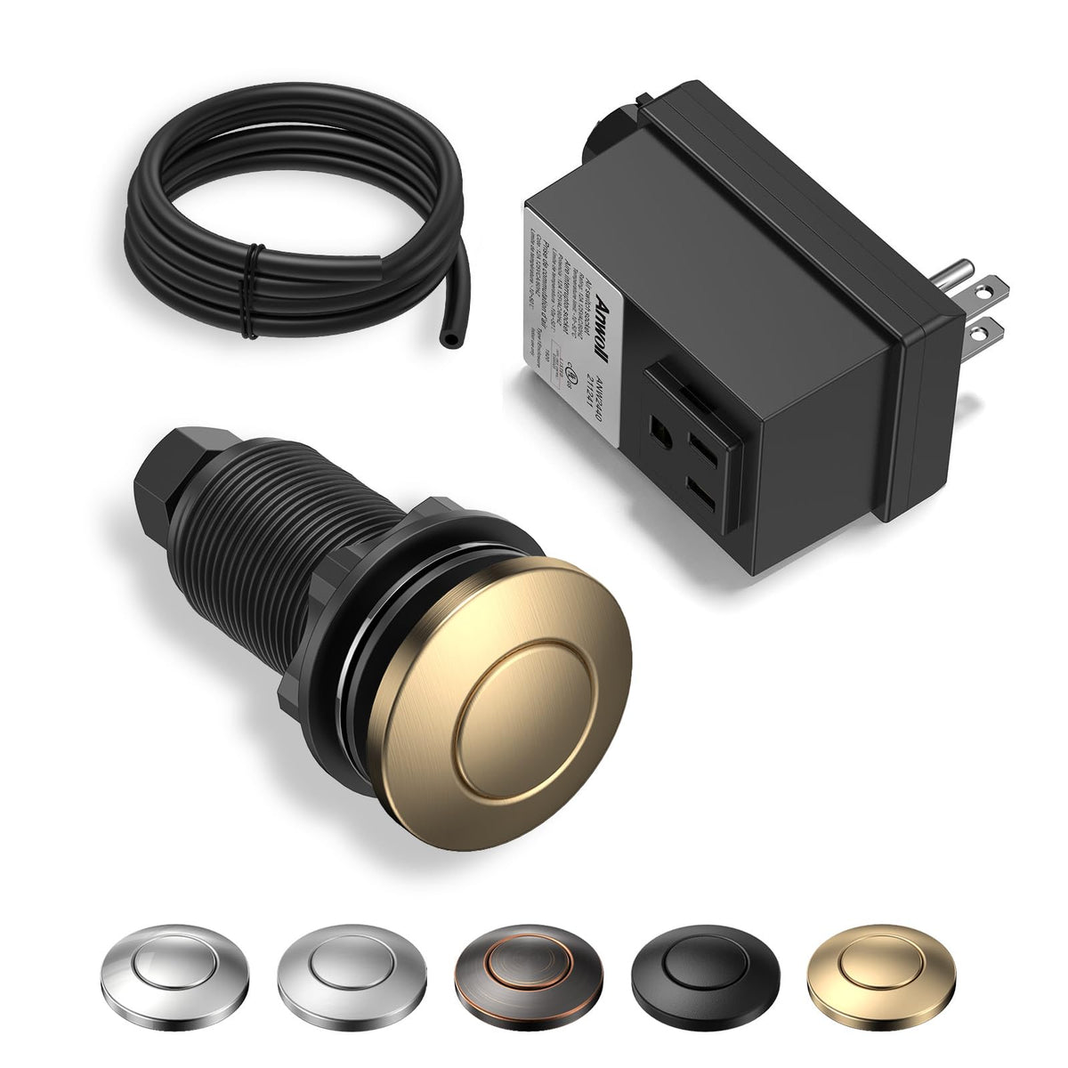 ANWOLL Garbage Disposal Air Switch Kit on sink demonstrating wireless control for convenient operation