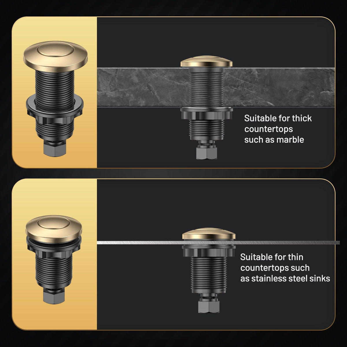ANWOLL Long 3.6 inch button fits most countertop thicknesses