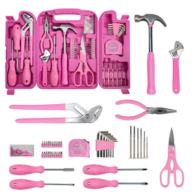 ANXTECH pink tool set in open case for home repairs
