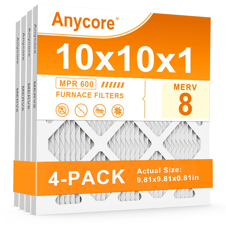 Anycore 10x10x1 air filter pack ready for simple tool-free installation.