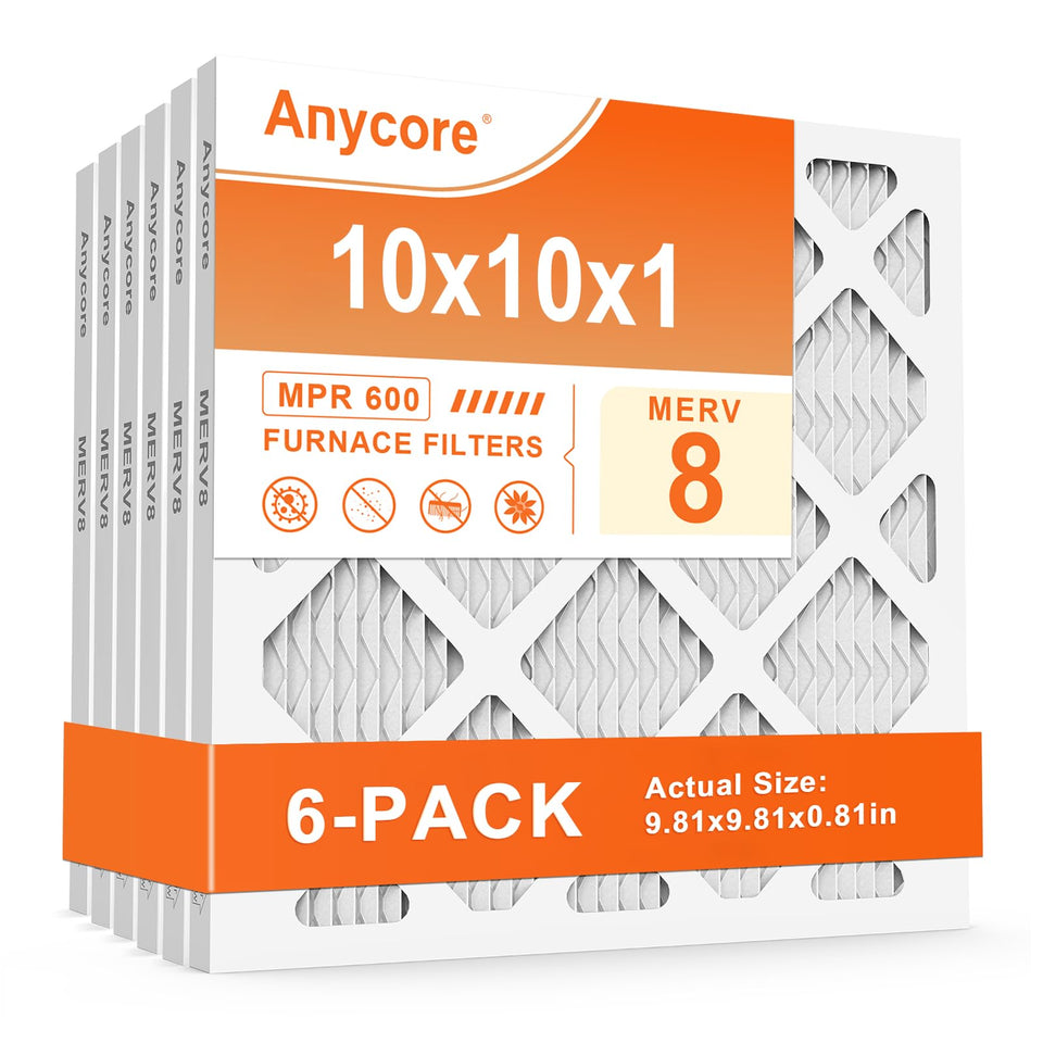 Anycore 10x10x1 air filter slot close-up shows easy tool-free installation.