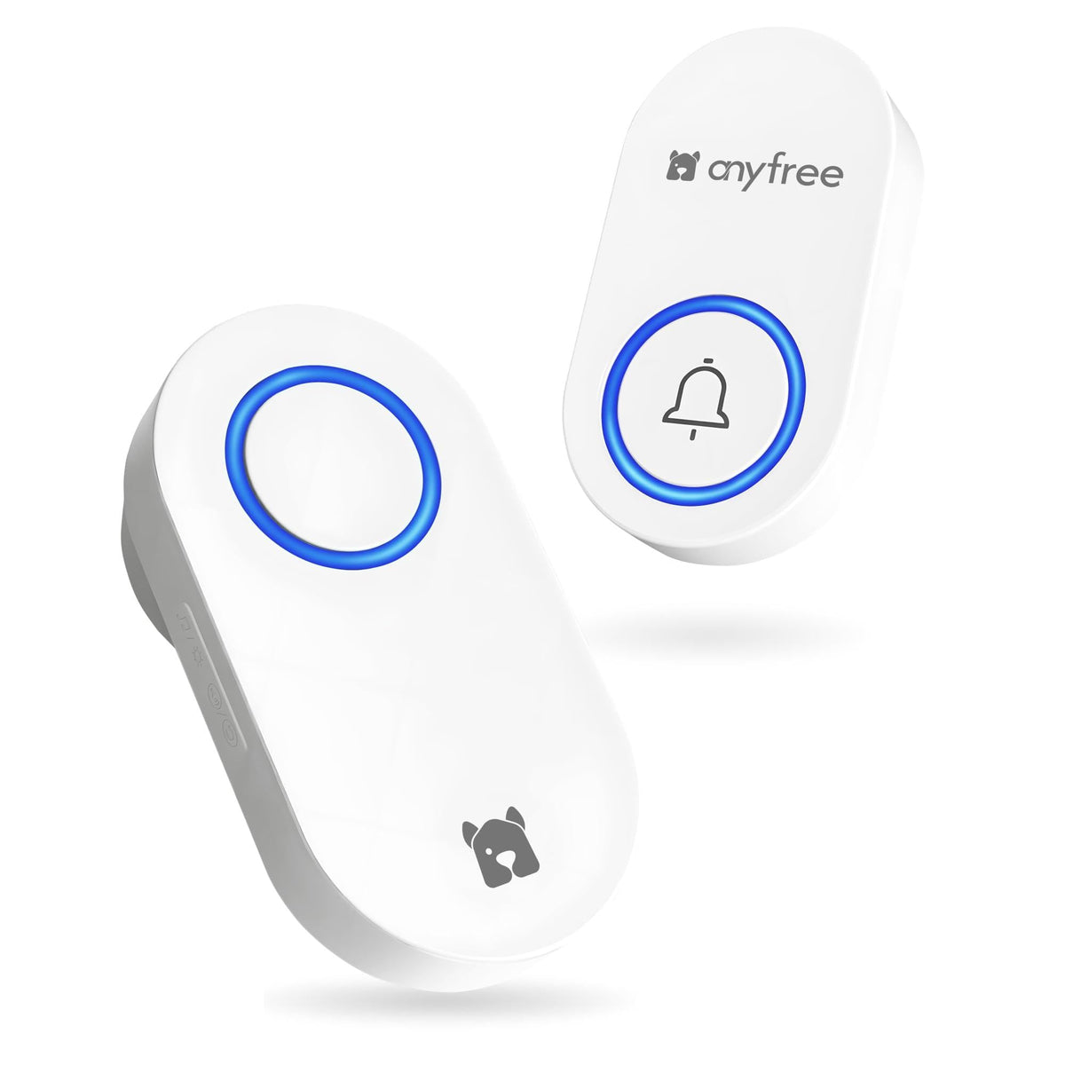 Anyfree no-battery doorbell outdoor front view highlighting weatherproof design for durable use.
