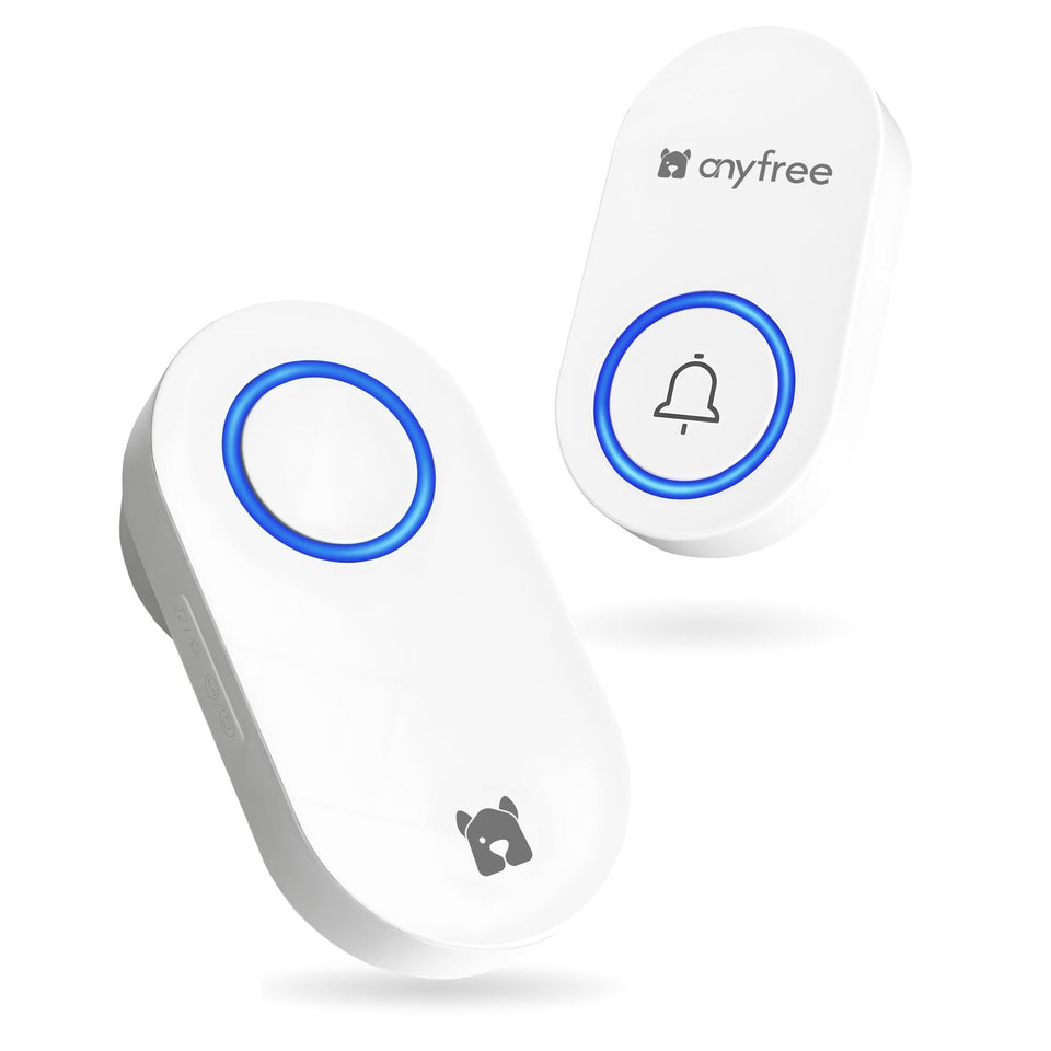 Anyfree no-battery doorbell outdoor front view highlighting weatherproof design for durable use.