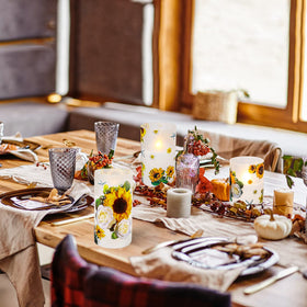 ANYGIFT sunflower table decor lights create intimate ambiance on a dining surface.