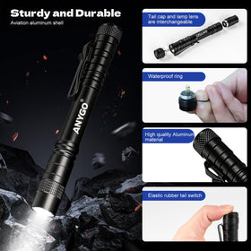 ANYGO one-hand operation pen light enables effortless mode switch with a thumb.