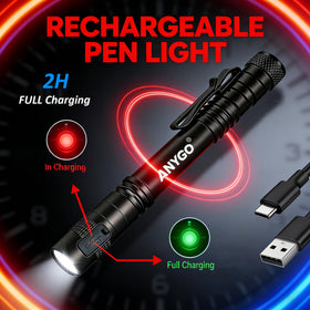 ANYGO USB-C rechargeable pen light ready for quick charging on the go.