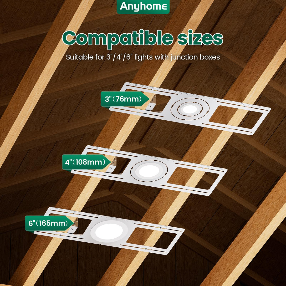 Anyhome galvanized flat steel fixture bracket supports sturdy rough-in installations.