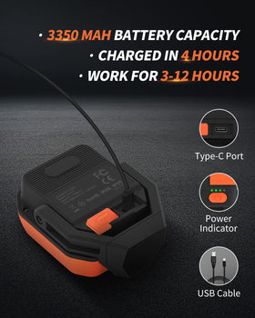 AnyLight LED work light in 150-degree rotation for versatile angle lighting