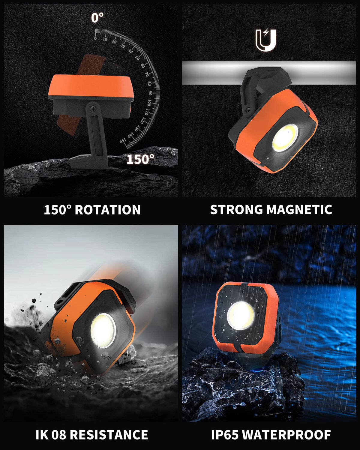 AnyLight LED work light with IP65 waterproof rating for rugged use