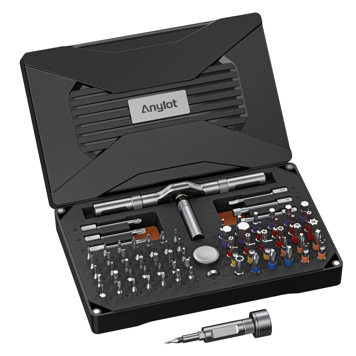 Anylot 74-in-1 magnetic ratchet set for versatile repairs