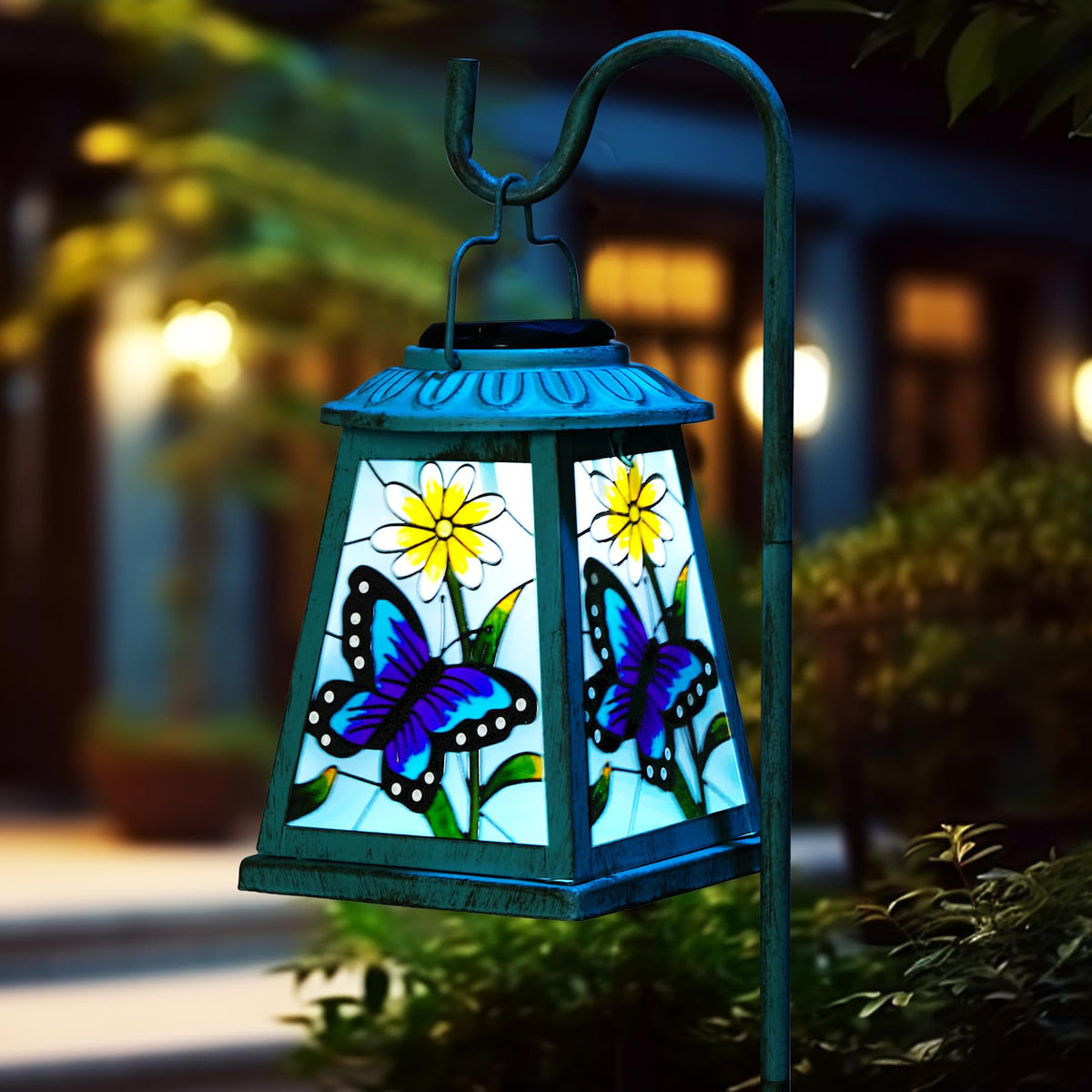 anyperfect Butterfly Solar Lantern closeup highlights delicate wings for decorative outdoor evenings