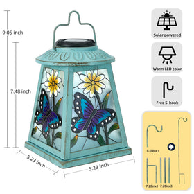 anyperfect Butterfly Solar Lantern dusk glow emits warm, cordless illumination along garden paths